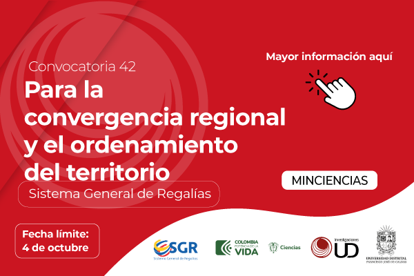 Imagen decorativa Convocatoria 42 de la Asignación para la Ciencia, Tecnología e Innovación del Sistema General de Regalías para la Conformación de un Listado de Proyectos Elegibles para la Convergencia Regional y el Ordenamiento del Territorio