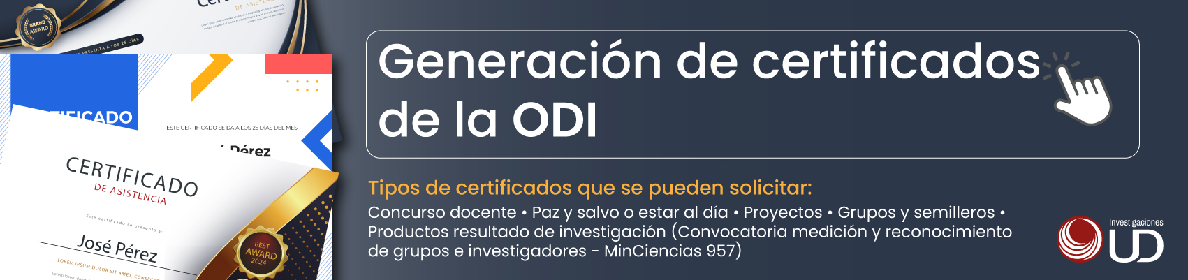 Convocatoria: Certificados Generados por la Oficina de Investigaciones